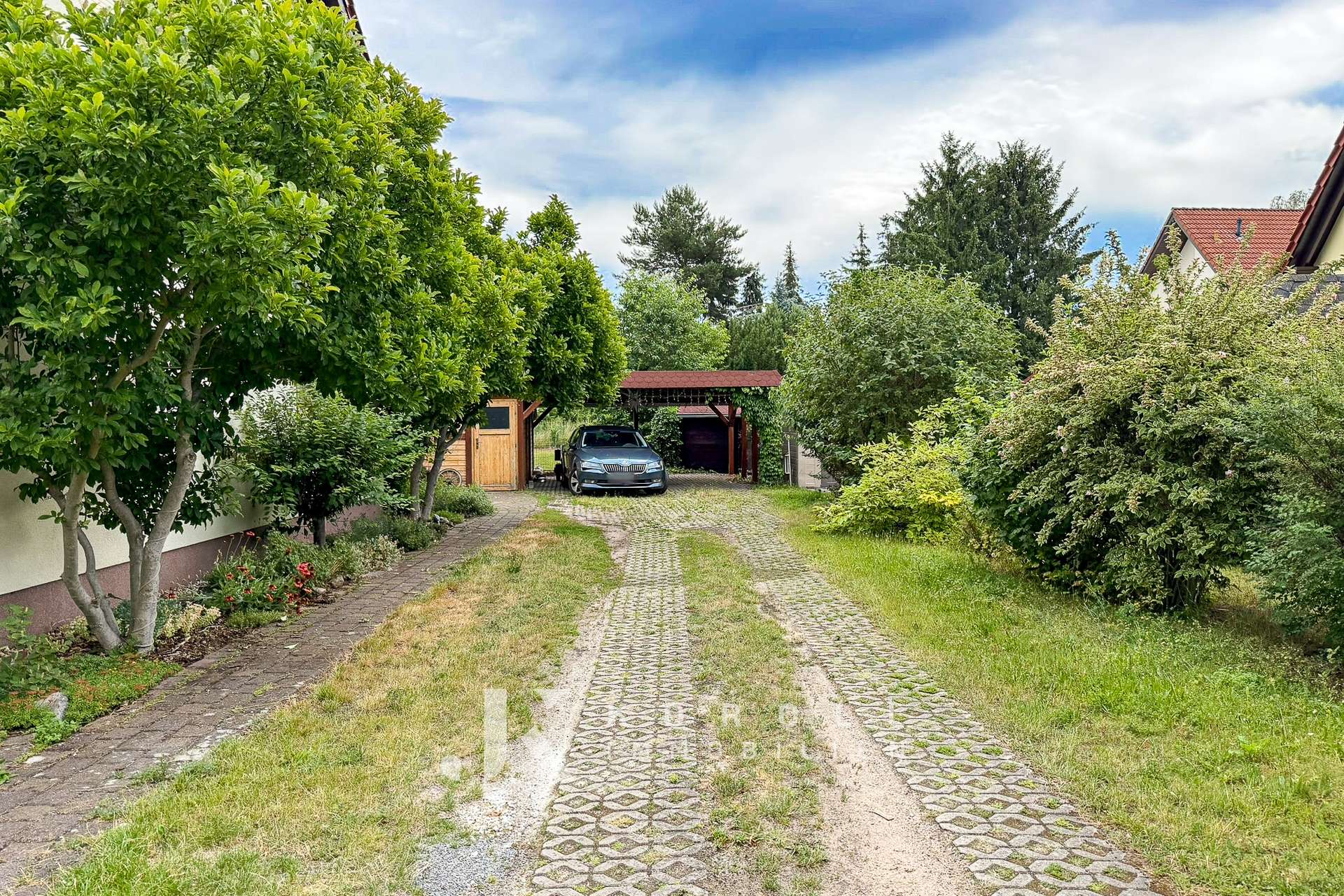 Einfahrt mit Carport